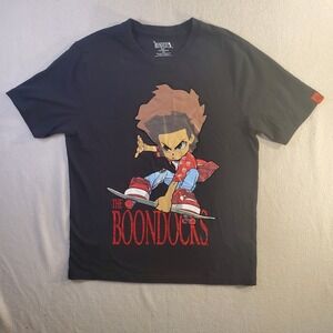 The Boondocks Huey Freeman Skateboard Graphic T-Shirt Mens Large Black Cotton